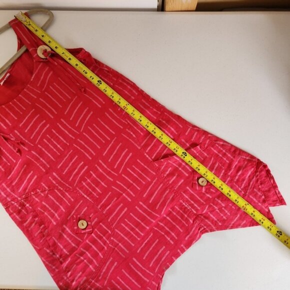 Vintage 90s Pink 100% Linen Shift Dress Sleeveless Pockets Lagenlook Summer Boho - Picture 13 of 13